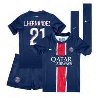 Billiga Paris Saint-Germain Lucas Hernandez #21 Barnkläder Hemma fotbollskläder till baby 2024-25 Kortärmad (+ Korta byxor)